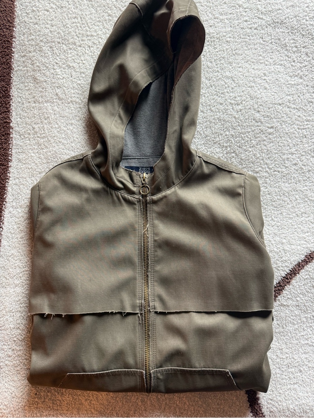 Zara Olive Green Hooded Fall Jacket